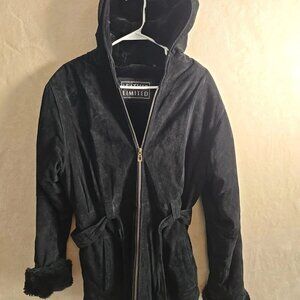 Leather Limited Women’s Genuine Leather Coat Small Black Faux Fur Lined...